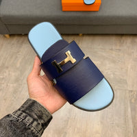 S-shoe H.e.r.m.e.s New Summer Slippers Letter Metal Buckle Flip Flops Genuine Leather Sandals Women Fashion Flats Shoes Ladies Slipper Women's Sandals Flat Slippers Non-slip Beach Shoes Casual Shoes Ladies Sandals