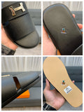 S-shoe H.e.r.m.e.s New Summer Slippers Letter Metal Buckle Flip Flops Genuine Leather Sandals Women Fashion Flats Shoes Ladies Slipper Women's Sandals Flat Slippers Non-slip Beach Shoes Casual Shoes Ladies Sandals