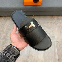 S-shoe H.e.r.m.e.s New Summer Slippers Letter Metal Buckle Flip Flops Genuine Leather Sandals Women Fashion Flats Shoes Ladies Slipper Women's Sandals Flat Slippers Non-slip Beach Shoes Casual Shoes Ladies Sandals