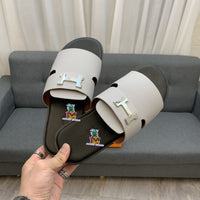 S-shoe H.e.r.m.e.s New Summer Slippers Letter Metal Buckle Flip Flops Genuine Leather Sandals Women Fashion Flats Shoes Ladies Slipper Women's Sandals Flat Slippers Non-slip Beach Shoes Casual Shoes Ladies Sandals