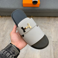 S-shoe H.e.r.m.e.s New Summer Slippers Letter Metal Buckle Flip Flops Genuine Leather Sandals Women Fashion Flats Shoes Ladies Slipper Women's Sandals Flat Slippers Non-slip Beach Shoes Casual Shoes Ladies Sandals