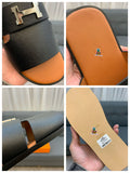 S-shoe H.e.r.m.e.s New Summer Slippers Letter Metal Buckle Flip Flops Genuine Leather Sandals Women Fashion Flats Shoes Ladies Slipper Women's Sandals Flat Slippers Non-slip Beach Shoes Casual Shoes Ladies Sandals