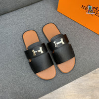 S-shoe H.e.r.m.e.s New Summer Slippers Letter Metal Buckle Flip Flops Genuine Leather Sandals Women Fashion Flats Shoes Ladies Slipper Women's Sandals Flat Slippers Non-slip Beach Shoes Casual Shoes Ladies Sandals