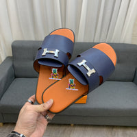 S-shoe H.e.r.m.e.s New Summer Slippers Letter Metal Buckle Flip Flops Genuine Leather Sandals Women Fashion Flats Shoes Ladies Slipper Women's Sandals Flat Slippers Non-slip Beach Shoes Casual Shoes Ladies Sandals