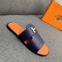 S-shoe H.e.r.m.e.s New Summer Slippers Letter Metal Buckle Flip Flops Genuine Leather Sandals Women Fashion Flats Shoes Ladies Slipper Women's Sandals Flat Slippers Non-slip Beach Shoes Casual Shoes Ladies Sandals