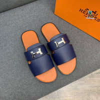 S-shoe H.e.r.m.e.s New Summer Slippers Letter Metal Buckle Flip Flops Genuine Leather Sandals Women Fashion Flats Shoes Ladies Slipper Women's Sandals Flat Slippers Non-slip Beach Shoes Casual Shoes Ladies Sandals