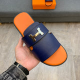 S-shoe H.e.r.m.e.s New Summer Slippers Letter Metal Buckle Flip Flops Genuine Leather Sandals Women Fashion Flats Shoes Ladies Slipper Women's Sandals Flat Slippers Non-slip Beach Shoes Casual Shoes Ladies Sandals
