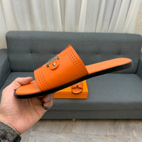 S-shoe H.e.r.m.e.s New Summer Slippers Letter Metal Buckle Flip Flops Genuine Leather Sandals Women Fashion Flats Shoes Ladies Slipper Women's Sandals Flat Slippers Non-slip Beach Shoes Casual Shoes Ladies Sandals
