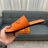 S-shoe H.e.r.m.e.s New Summer Slippers Letter Metal Buckle Flip Flops Genuine Leather Sandals Women Fashion Flats Shoes Ladies Slipper Women's Sandals Flat Slippers Non-slip Beach Shoes Casual Shoes Ladies Sandals