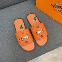 S-shoe H.e.r.m.e.s New Summer Slippers Letter Metal Buckle Flip Flops Genuine Leather Sandals Women Fashion Flats Shoes Ladies Slipper Women's Sandals Flat Slippers Non-slip Beach Shoes Casual Shoes Ladies Sandals