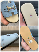 S-shoe H.e.r.m.e.s New Summer Slippers Letter Metal Buckle Flip Flops Genuine Leather Sandals Women Fashion Flats Shoes Ladies Slipper Women's Sandals Flat Slippers Non-slip Beach Shoes Casual Shoes Ladies Sandals