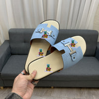 S-shoe H.e.r.m.e.s New Summer Slippers Letter Metal Buckle Flip Flops Genuine Leather Sandals Women Fashion Flats Shoes Ladies Slipper Women's Sandals Flat Slippers Non-slip Beach Shoes Casual Shoes Ladies Sandals