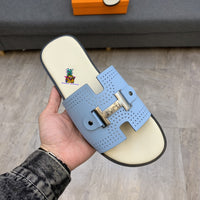 S-shoe H.e.r.m.e.s New Summer Slippers Letter Metal Buckle Flip Flops Genuine Leather Sandals Women Fashion Flats Shoes Ladies Slipper Women's Sandals Flat Slippers Non-slip Beach Shoes Casual Shoes Ladies Sandals