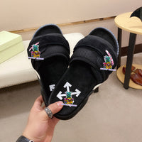 S-shoe O.F.F W.H.I.T.E British Style Thick Bottom Shoes Women Sandals Retro Female Women Sandals Thick Bottom Ladies Sandals Platform Sandals Women Open Toe Beach Shoes Stamped Woman Footwear Sandals