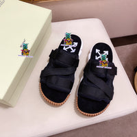 S-shoe O.F.F W.H.I.T.E British Style Thick Bottom Shoes Women Sandals Retro Female Women Sandals Thick Bottom Ladies Sandals Platform Sandals Women Open Toe Beach Shoes Stamped Woman Footwear Sandals