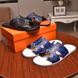S-shoe H.e.r.m.e.s Spring Summer Style Women Shoes Large Size Line-styled Open Toe Block Sandals Women's Printing Sandals Beach Shoe Slippers Summer Soft Footwear Female Water Shoes Slides Outdoor Rubber Flat