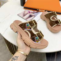 S-shoe GUCCI Outdoor Beach Sandals Women Genuine Leather Slippers Summer Platform Female Shoes Non-slip Flip Flops Women Indoor Slides Male Summer Beach Flip Flops Shipping Slippers