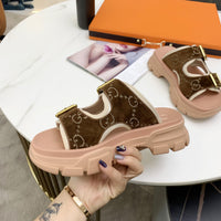 S-shoe GUCCI Outdoor Beach Sandals Women Genuine Leather Slippers Summer Platform Female Shoes Non-slip Flip Flops Women Indoor Slides Male Summer Beach Flip Flops Shipping Slippers