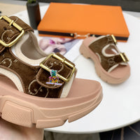 S-shoe GUCCI Outdoor Beach Sandals Women Genuine Leather Slippers Summer Platform Female Shoes Non-slip Flip Flops Women Indoor Slides Male Summer Beach Flip Flops Shipping Slippers