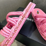 S-shoe CH Summer Sandals Woman Shoes Braided Rope Beach Shoes Open Toe Ladies Beach Sandals Roman Gladiator Sandals Non-slip Flip Flop Woman Sandals Bohemian Linen Rope Cross Braid Summer Sandals Fashion Thick Bottom Beach Shoes