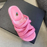 S-shoe CH Summer Sandals Woman Shoes Braided Rope Beach Shoes Open Toe Ladies Beach Sandals Roman Gladiator Sandals Non-slip Flip Flop Woman Sandals Bohemian Linen Rope Cross Braid Summer Sandals Fashion Thick Bottom Beach Shoes