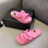S-shoe CH Summer Sandals Woman Shoes Braided Rope Beach Shoes Open Toe Ladies Beach Sandals Roman Gladiator Sandals Non-slip Flip Flop Woman Sandals Bohemian Linen Rope Cross Braid Summer Sandals Fashion Thick Bottom Beach Shoes