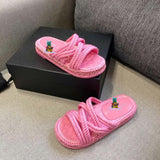 S-shoe CH Summer Sandals Woman Shoes Braided Rope Beach Shoes Open Toe Ladies Beach Sandals Roman Gladiator Sandals Non-slip Flip Flop Woman Sandals Bohemian Linen Rope Cross Braid Summer Sandals Fashion Thick Bottom Beach Shoes