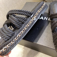 S-shoe CH Summer Sandals Woman Shoes Braided Rope Beach Shoes Open Toe Ladies Beach Sandals Roman Gladiator Sandals Non-slip Flip Flop Woman Sandals Bohemian Linen Rope Cross Braid Summer Sandals Fashion Thick Bottom Beach Shoes