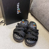 S-shoe CH Summer Sandals Woman Shoes Braided Rope Beach Shoes Open Toe Ladies Beach Sandals Roman Gladiator Sandals Non-slip Flip Flop Woman Sandals Bohemian Linen Rope Cross Braid Summer Sandals Fashion Thick Bottom Beach Shoes