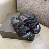 S-shoe CH Summer Sandals Woman Shoes Braided Rope Beach Shoes Open Toe Ladies Beach Sandals Roman Gladiator Sandals Non-slip Flip Flop Woman Sandals Bohemian Linen Rope Cross Braid Summer Sandals Fashion Thick Bottom Beach Shoes