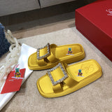 S-shoe R.o.g.e.r V.i.v.i.e.r New Summer Woman Slippers Shoes Round Head Flat-bottom Ling Rhinestone Slippers Beach Crystal Flip Flops Slides Slippers Women Summer Beach Slides Shoes Rhinestones Shoes Sandals Ladies Slides