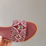 S-shoe Louis Vuitton Flat Slippers Women Non-slip Beach Shoes Casual Shoes Ladies Sandals Platform Women Shoes Summer Round Toe Outdoor Beach Dress Slippers Thick Sole