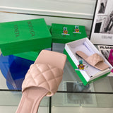 S-shoe B.O.T.T.E.G.A V.E.N.E.T.A Spring Summer Design Slipper Fashion Lingge Sandal Shoes Large Size Line-styled Outdoor Beach Holiday Slides Flat Heel Open Toe Flip Flop Slippers