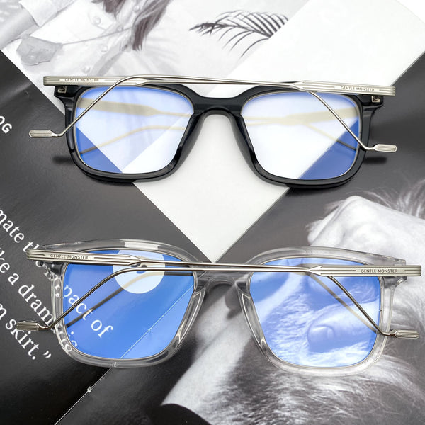 S-sunglasses 2021 Monster Square Computer Glass For Mosey With White Round Case Anti Radiation Gaming Replaceable Eyeglass for Prescription Lens Optical Frame Blue lens Eyewear Eyeglass Peculiar Glasses for Men Women Eyewear