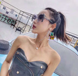S-sunglasses Mens Sunglasses Mirrored Retro Large Oversized Square Designer Eyewear for T.O.M F.O.R.D TF0580