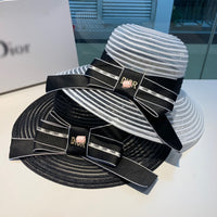 C-hat Dior Womens Big Bowknot Straw Hat Floppy Foldable Roll up Beach Cap Sun Hat UPF 50+