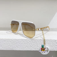 S-sunglasses gucci Women Half-frame Metal Cut-rimmed Sunglasses For GG0897/S With Pendant Stylish Retro Large Frame Sungshades Men Personality Frame Sun Glasses Light Blocking Glasses Women Half Rim Sunglasses Korean Style Fashion Eyewear