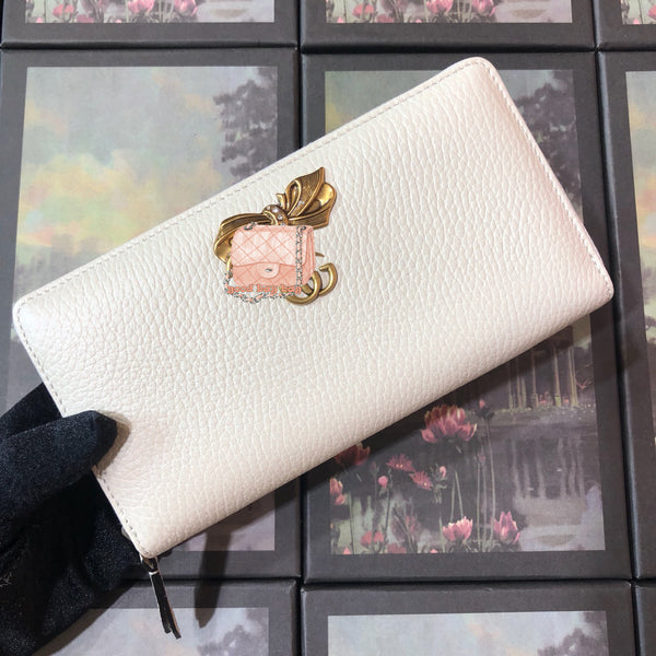 A-accessories GUCCI NO.524291 19-10-2.5cm Women’s Long PU Leather Wallet with Credit Card Holders Money Organizer Zipper Purse Wristlet Handbag