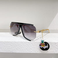 S-sunglasses gucci Women Half-frame Metal Cut-rimmed Sunglasses For GG0897/S With Pendant Stylish Retro Large Frame Sungshades Men Personality Frame Sun Glasses Light Blocking Glasses Women Half Rim Sunglasses Korean Style Fashion Eyewear