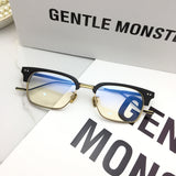S-sunglasses New GM eyeware Cat Eye Mirrored Flat Lenses Street Fashion Metal Frame Women Sunglasses For HAVANA