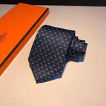 A-accessories Hermès Mens Horses Ties Self Tie Equestrian Ridding Jacquard Necktie & Pocket Square Set