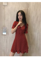D-clothing Dior Dresses for Women V Neck Ruffle Polka Dot Loose Swing Casual Short T-Shirt Dress