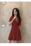 D-clothing Dior Dresses for Women V Neck Ruffle Polka Dot Loose Swing Casual Short T-Shirt Dress
