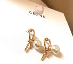 J-jewelry Celine Womens Gold Knotted Hoop Post Earrings with Pearl