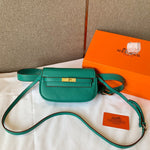 M-Handbag H.E.R.M.E.S 20-12cm Leather Fanny Packs For Women Waist Pack Bag Pouch Phone Pocket With Removable Leather Belt