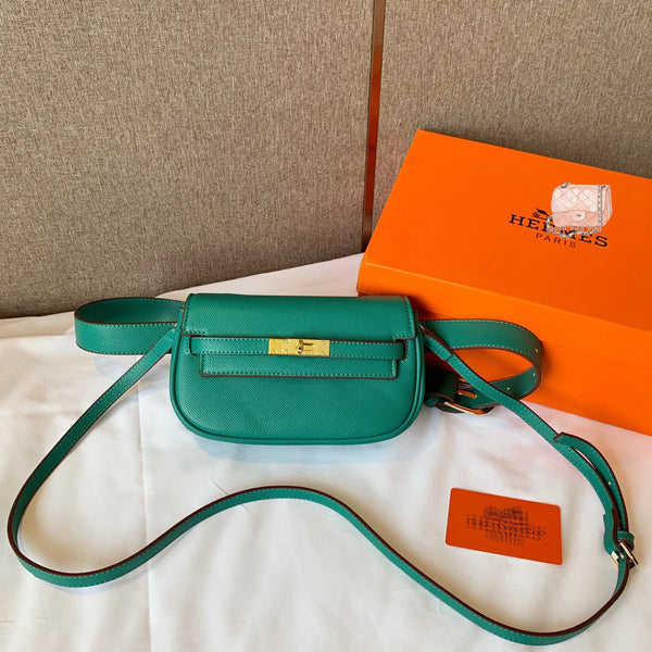 M-Handbag H.E.R.M.E.S 20-12cm Leather Fanny Packs For Women Waist Pack Bag Pouch Phone Pocket With Removable Leather Belt