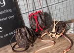 L-package 18-12-18cm Drawstring Bucket Bag for Women Cowhide Leather Crossbody Purse Shoulder Bag