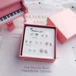 7 Pairs/set Of Simple One Week Earrings Set Fashion Earrings Combination Set Female Love Star Moon Flower Simple Cute Stud Earrings Jewelry