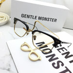 S-sunglasses New GM eyeware Cat Eye Mirrored Flat Lenses Street Fashion Metal Frame Women Sunglasses For HAVANA