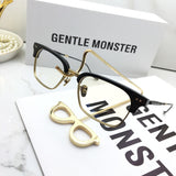 S-sunglasses New GM eyeware Cat Eye Mirrored Flat Lenses Street Fashion Metal Frame Women Sunglasses For HAVANA